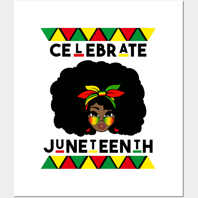 Black Women Messy Bun Juneteenth Celebrate Independence Day Wall Art by joneK